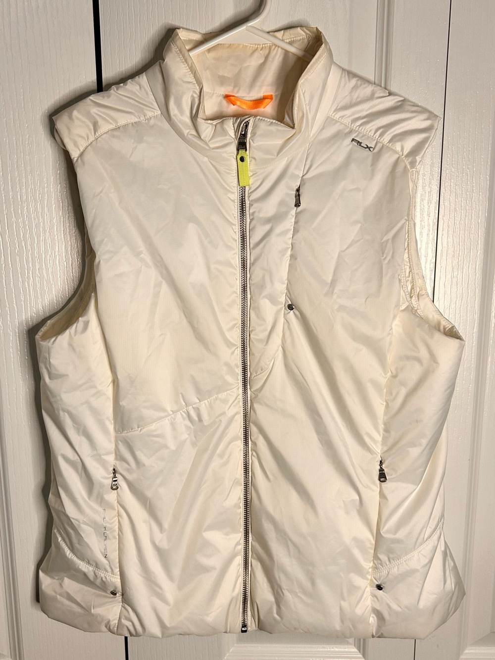 Ralph Lauren RLX Women’s Large White Quilted Vest with Neon Accent Pockets Golf